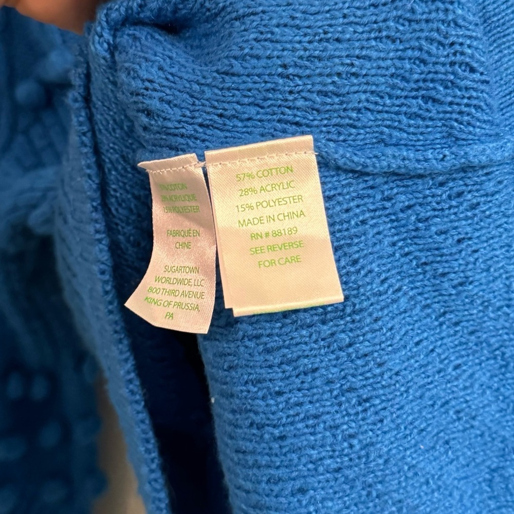 Lilly Pulitzer Kippa Sweater Blue Flare Pom Pom Small NEW WITH TAGS - Picture 5 of 10